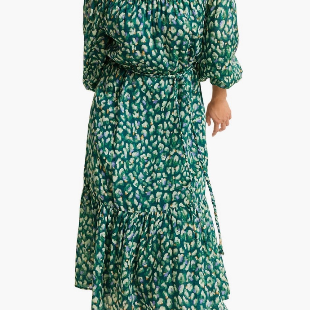 Tommy Bahama Green Patterned Long Sleeve Dress